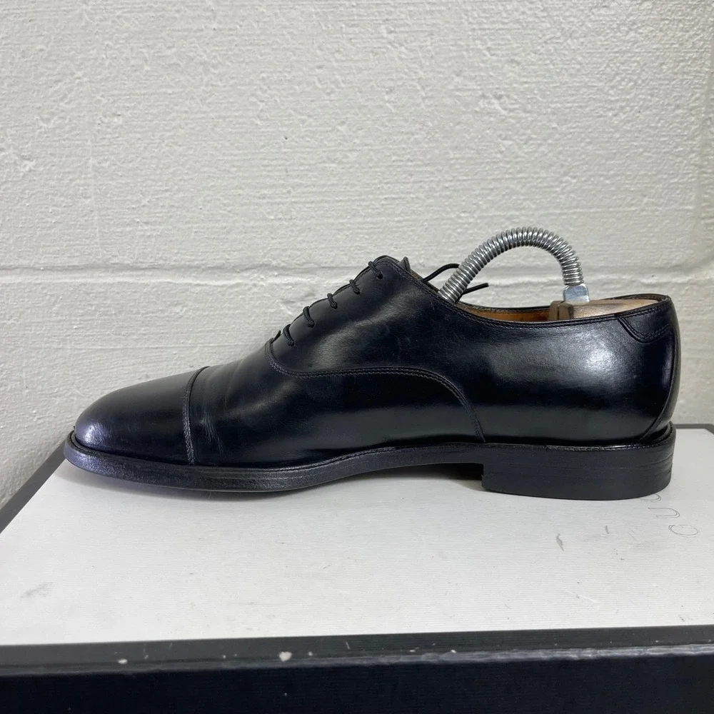 Salvatore Ferragamo Studio Black Leather Cap Toe Oxford Dress Shoes Men's 8 EE